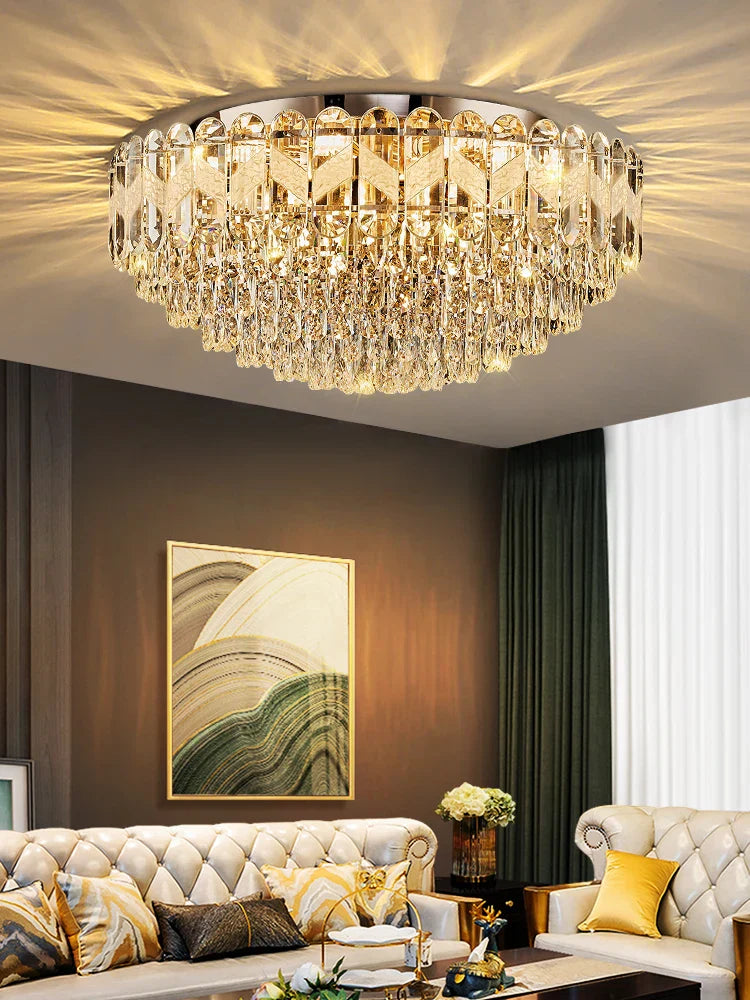 Modern Light Luxury Crystal Chandelier - Gold Finish for Dining and Living Rooms with Free Shipping