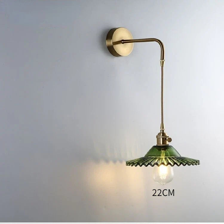 Modern Glass Wall Sconce Light Fixture - Elegant Bedroom, Restaurant, and Corridor Decor with Copper Flower Plug