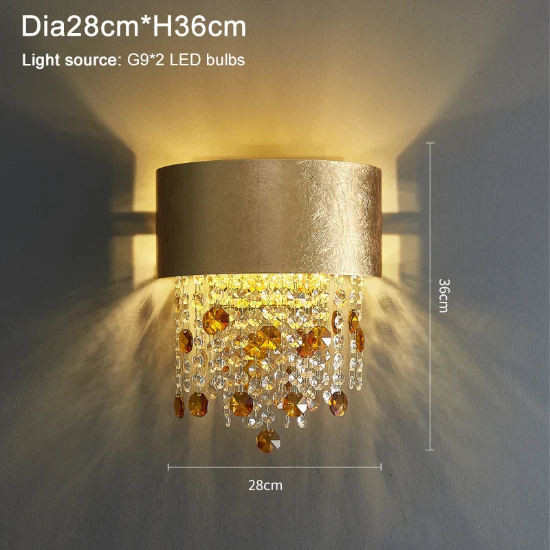 Ricardo - New Modern Bedroom Golden Retro Wall Lamp - Elevate Your Space with Luxury Crystal Lighting