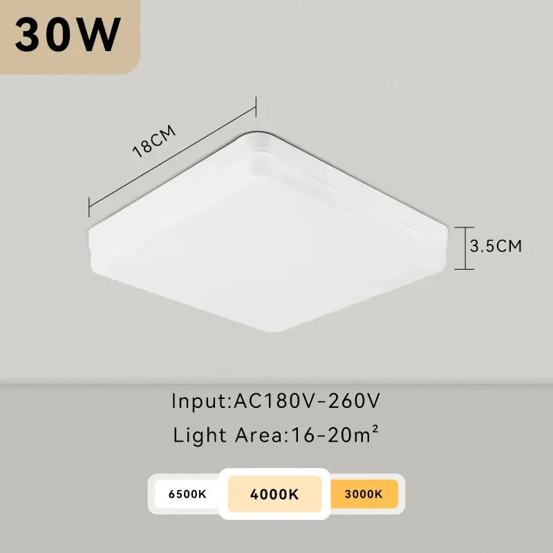 Modern LED Panel Light for Indoor Spaces - Versatile Round & Square Ceiling Lamp Fixture