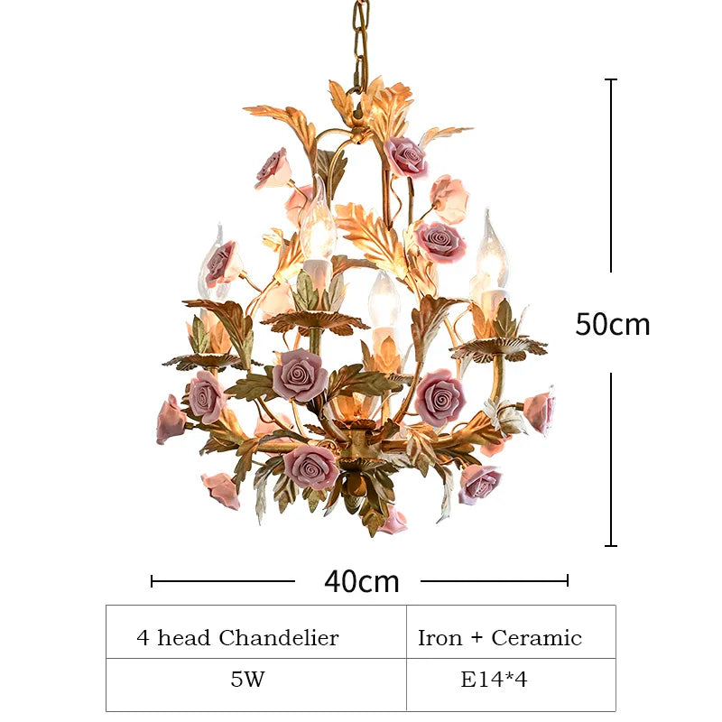 Elegant Nordic Rose Copper Chandelier - LED Illumination for Luxury Living