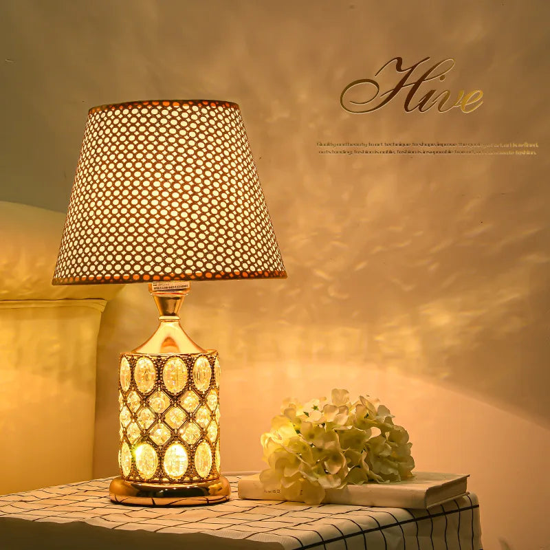 European Luxury Crystal Table Lamp - Warm and Romantic Bedroom Nightstand Decoration Light
