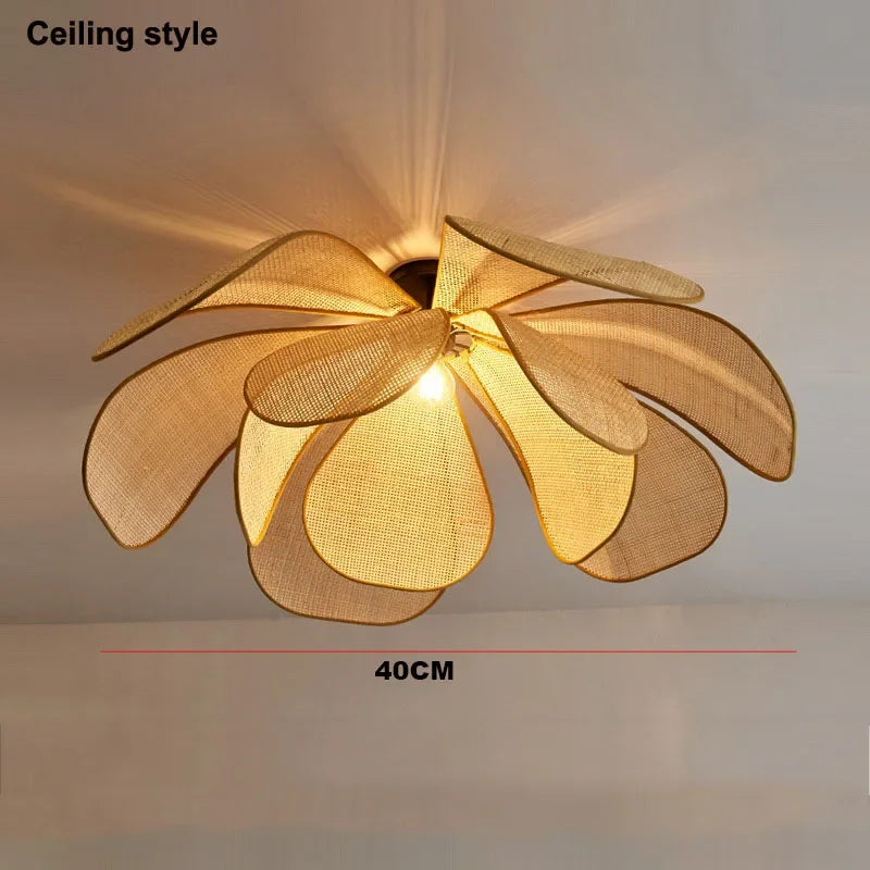 Designer Handmade Rattan Flower Chandelier - Rustic Elegance for Your Living and Dining Spaces
