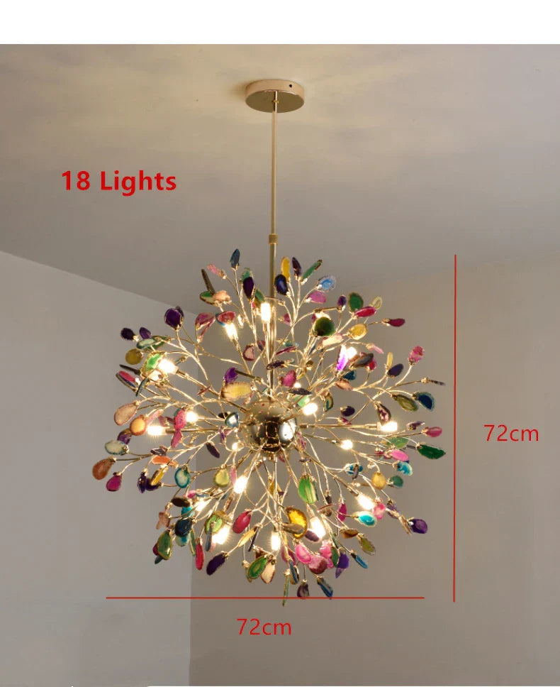 Nordic Colorful Agate LED Ceiling Chandeliers - Illuminate Your Living, Dining, and Bedroom with Artistic Elegance