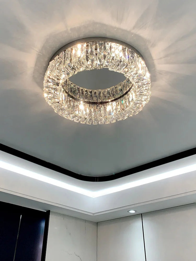 Simple Modern Clean Crystal Ceiling Lamp - New Design Light Luxury for Living Rooms and Bedrooms - Available in Gold and Silver - Nordic Style Elegance
