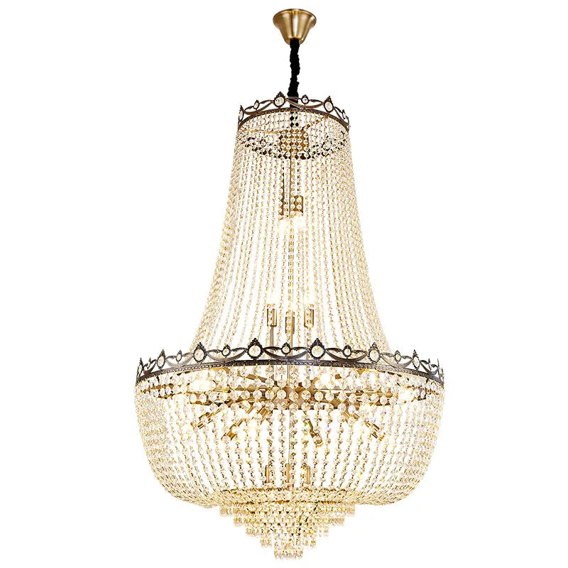 Elegant Crystal Chandelier for Duplex Buildings - A Modern Luxury Fixture for Living Rooms, Dining Spaces, Hotels, and Special Events