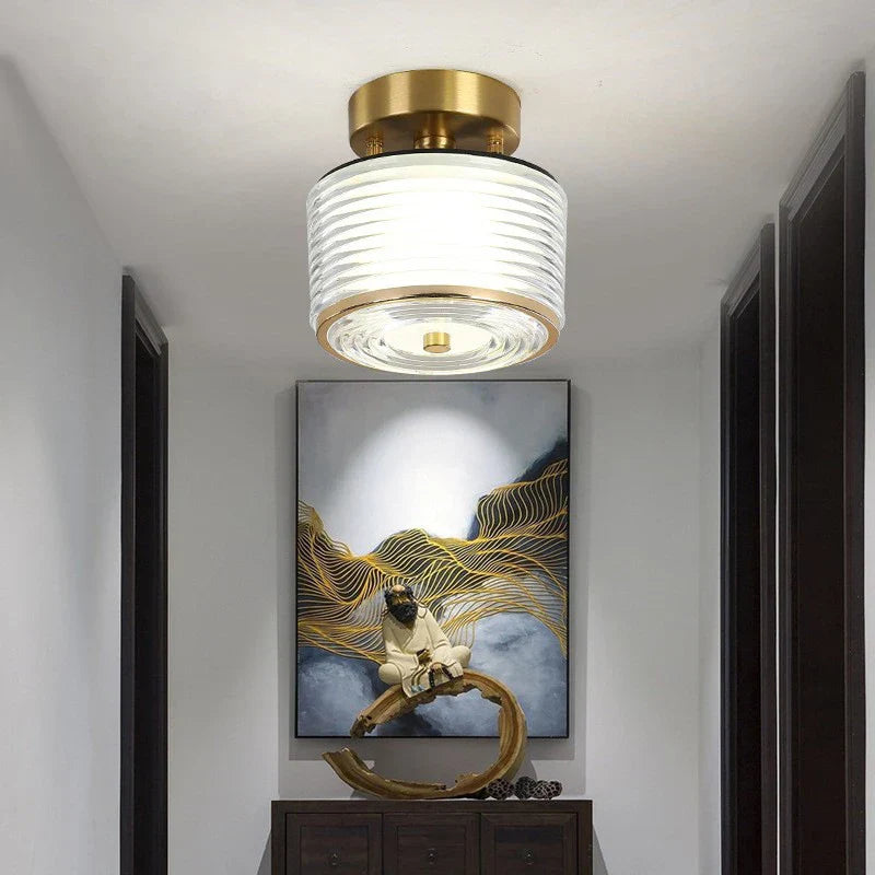 Sleek Modern LED Copper Ceiling Light - Stylish Home Decor Lighting for Living Spaces, Corridors, Balconies, and More