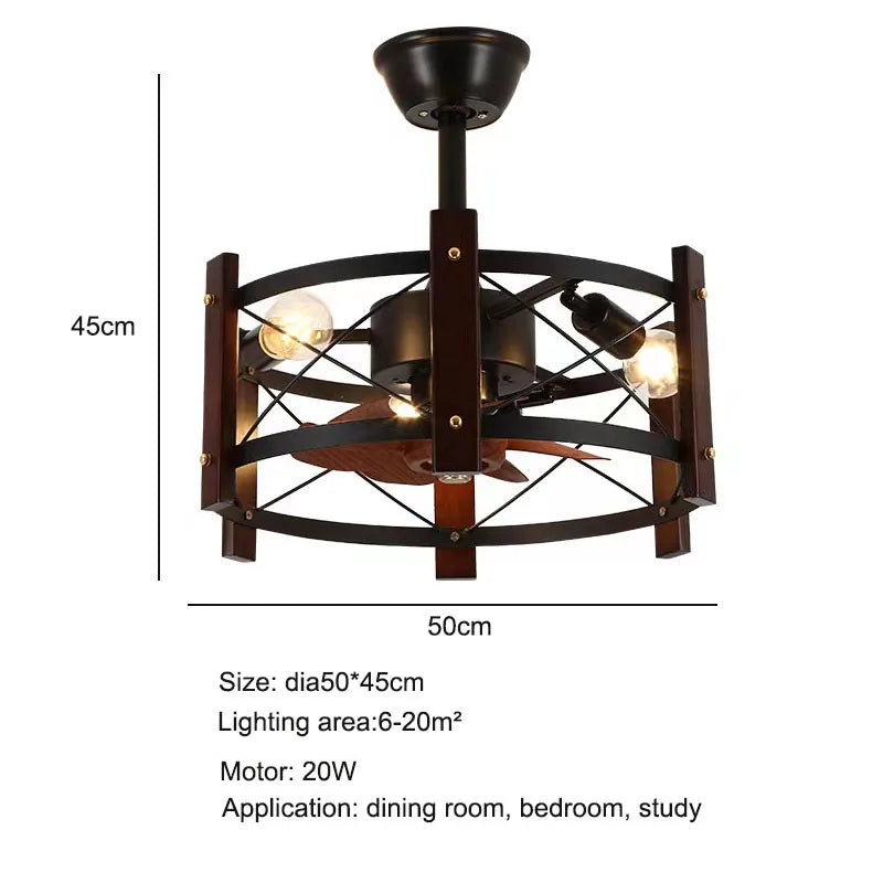 Modern Retro Ceiling Fan Light American Industrial Vintage Fan Lamp 110V 260V Dining Room Light Bedroom Remote control