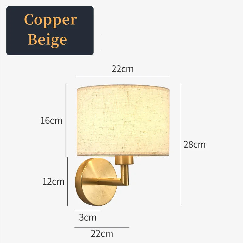 Bedside Wall Lamp with Rotating Spotlight - Modern Fabric Lampshade Reading Wall Sconce for Bedroom Home Decoration with LED E27