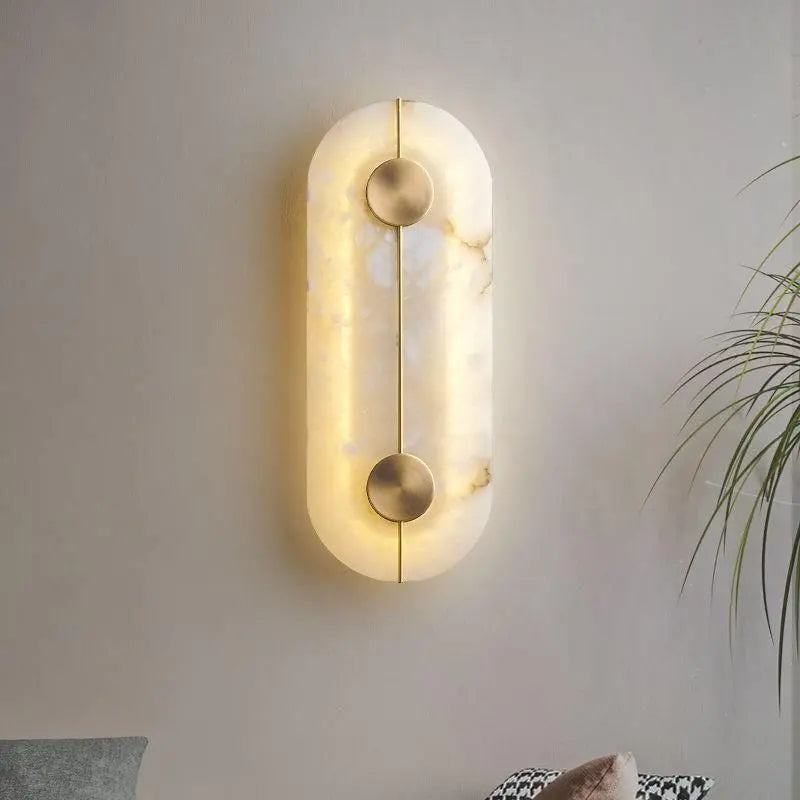 Nordic Modern Creative Marble Wall Lamp - Gold Copper Accents and LED Sconce for Stylish Living Room and Bedroom Decoration