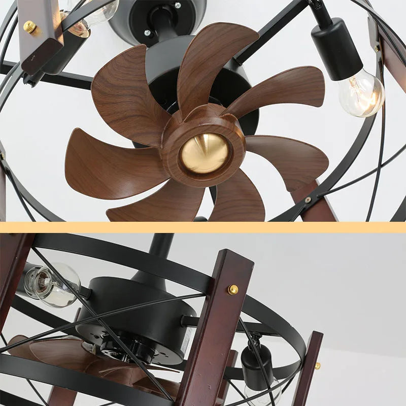 Modern Retro Ceiling Fan Light American Industrial Vintage Fan Lamp 110V 260V Dining Room Light Bedroom Remote control