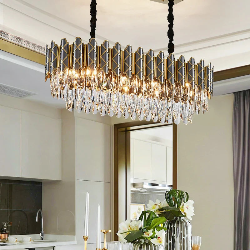 Elegant Post-Modern Black Crystal Chandelier - A Simple Atmosphere Fixture for Living Rooms, Bedrooms, and Dining Spaces