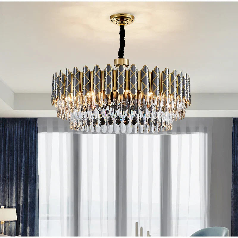 Elegant Post-Modern Black Crystal Chandelier - A Simple Atmosphere Fixture for Living Rooms, Bedrooms, and Dining Spaces