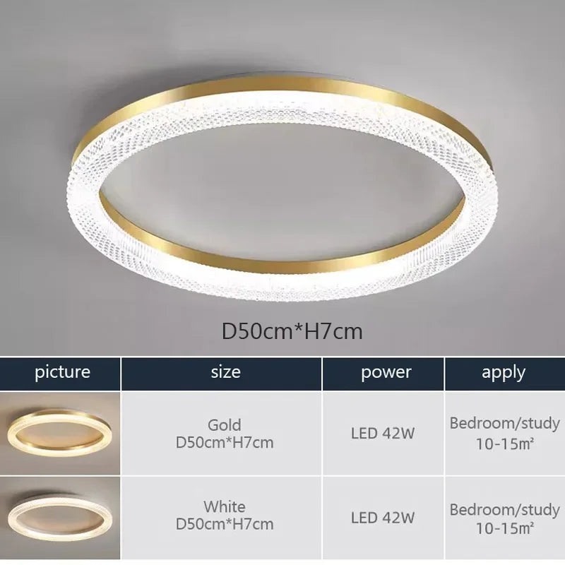 Nordic Gold Ceiling Light - Round/Square LED Ceiling Lamps - Ideal for Study, Living Room, Dining Room - Luxurious Room Lighting Lustre for Home Decor