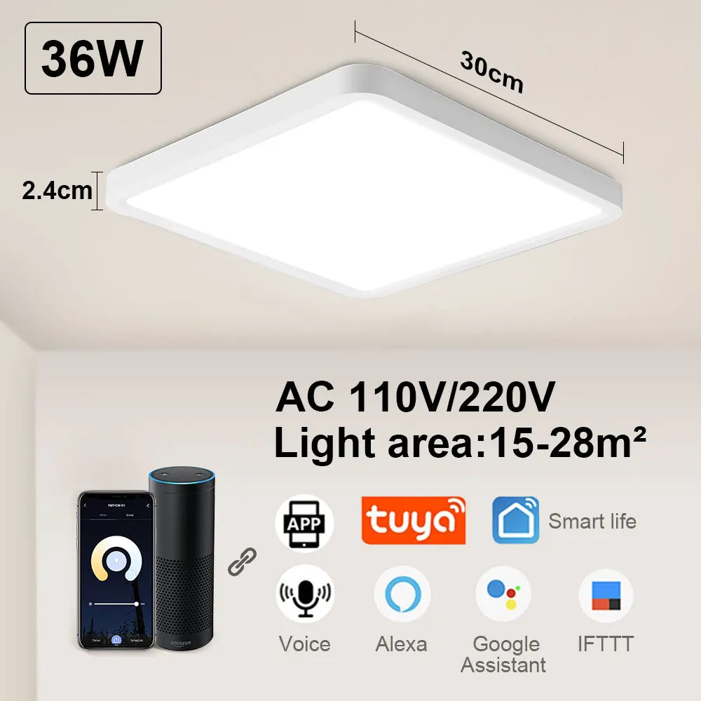 Smart LED Ceiling Lamp - 20-inch Ultra-Thin Lighting Fixture for Living Room, Bedroom, and Balcony
