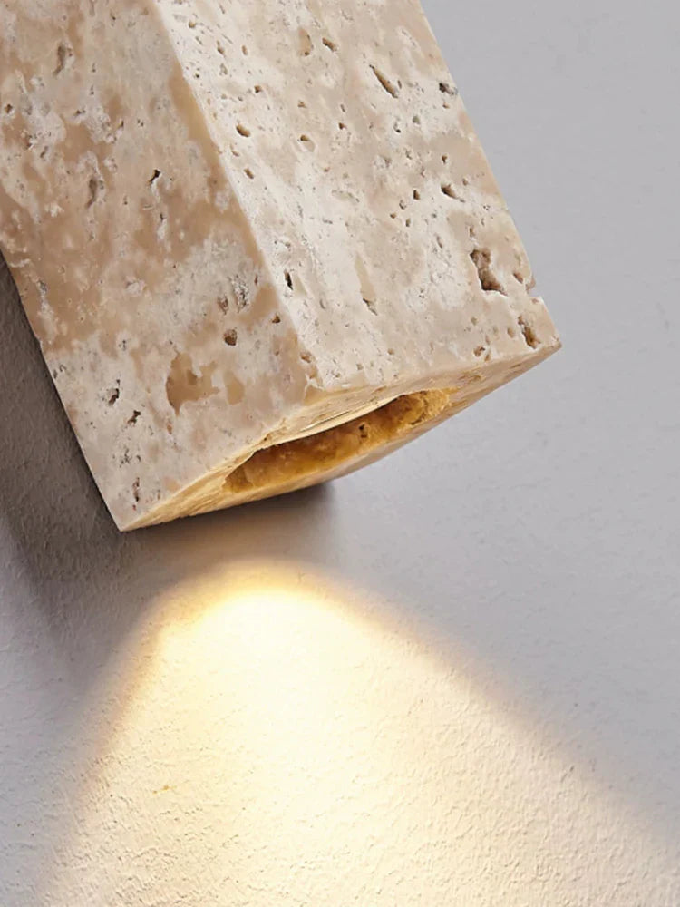 Long Wall Lamp with LED - Retro Stone Design for Bedroom, Living Room, and Staircase Atmosphere Lighting in Cream Style Home Decoration