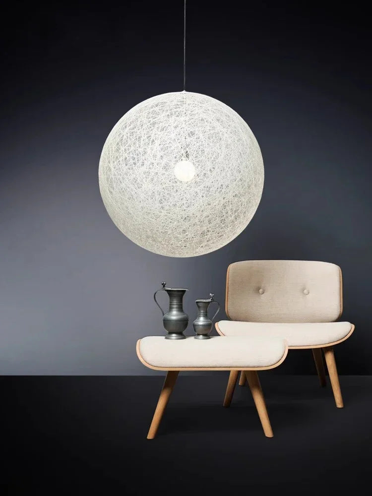 Nordic Rattan Weaving Spherical Chandelier Led Pendant Lights For Living Room Loft Hanging Lamp Home Decorations Lustre Fixtures