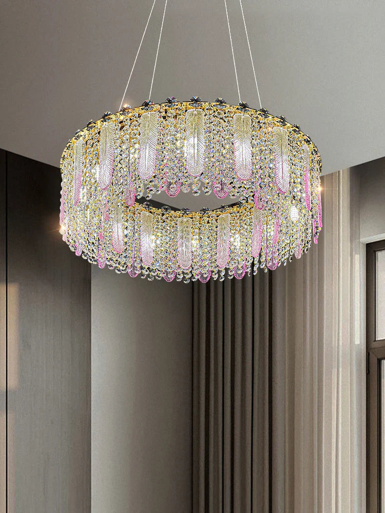 Elegant Feather Crystal Chandelier - A Light Luxury Masterpiece for Bedrooms, Living Rooms, Restaurants, and Villas