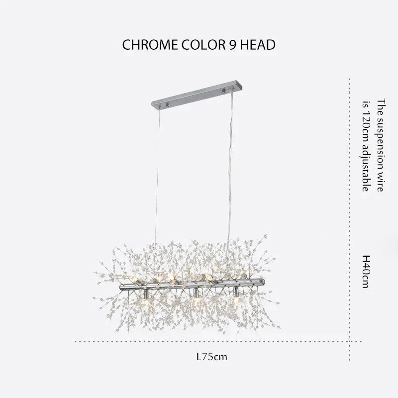 Elegant Crystal LED Chandelier - Nordic Gold and Silver Dandelion Design - Perfect for Living Rooms and Restaurant Decor