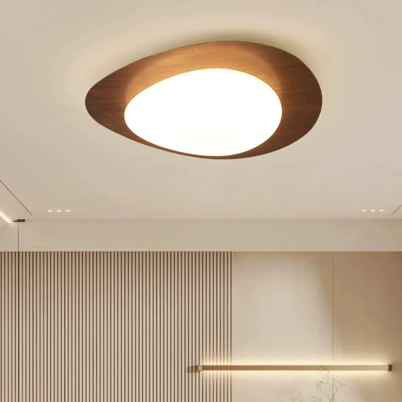 Modern Retro Wood Color Ceiling Lamp - Perfect for Bedroom, Restaurant, Kitchen, and Study - Stylish Cobblestone Decoration Light - Ideal for Balcony and Indoor LED Lighting