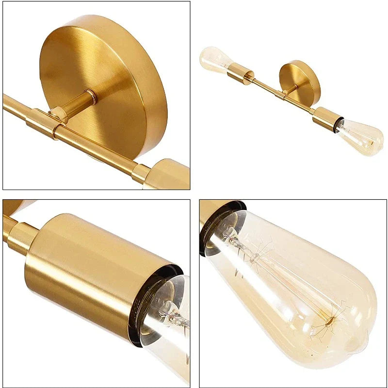 Double Head Wall Lamp - American Industrial Style for Aisle, Bedroom, and Bathroom Mirror Front Decor