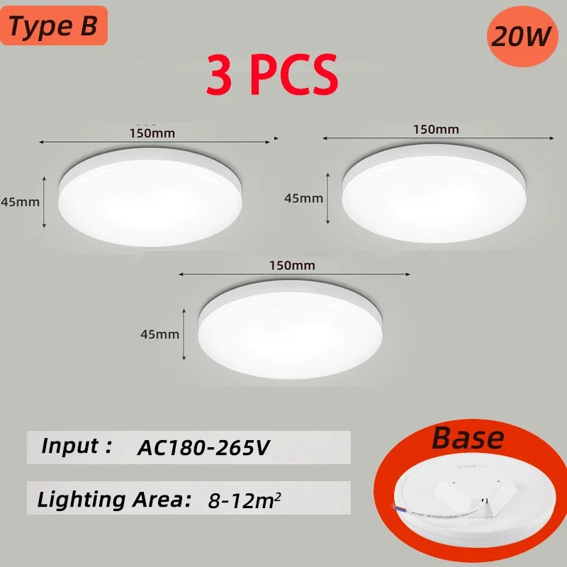 Modern LED Panel Light for Indoor Spaces - Versatile Round & Square Ceiling Lamp Fixture