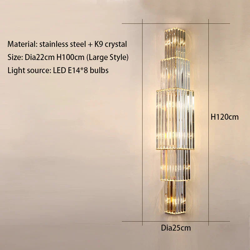 Victoria - Large Crystal Wall Light For Living Room Hall Bedroom Loft Indoor Home Hotel Villa Modern Gold Luxury Decor LED Sconce Fixtures
