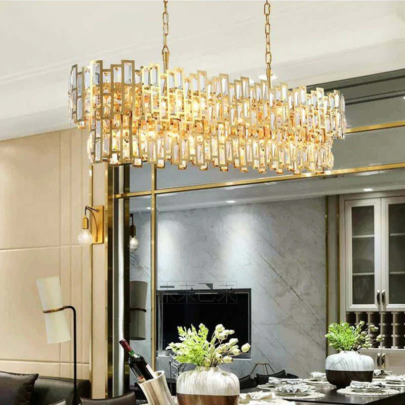 Luxury Golden Crystal LED Ceiling Lamp - Modern Round Ceiling Chandelier for Dining and Living Rooms