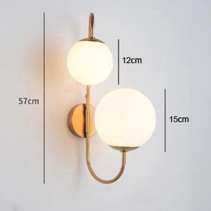 Modern Gold Wall Lamp - Stylish Wall Sconce with Bean Glass Ball Design - LED Round Ball Wall Light for Foyer, Bedroom, Bedside, Corridor, Loft