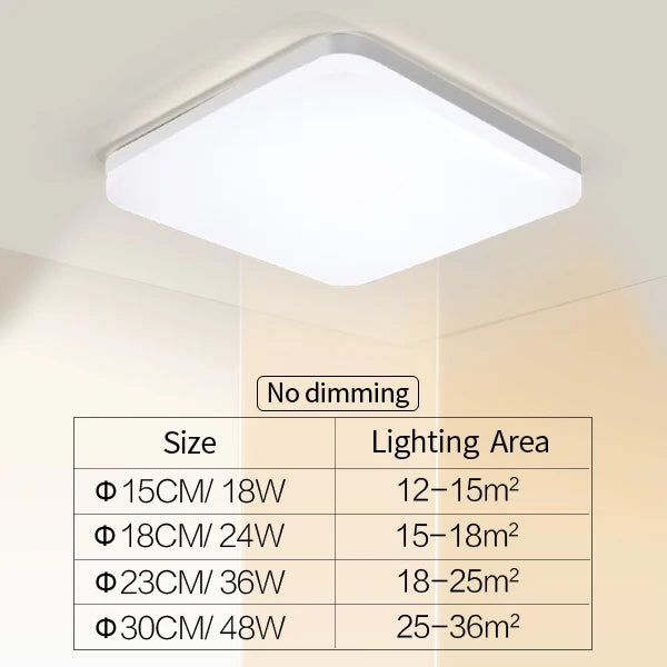 Modern LED Ceiling Lamp - Round/Square Ceiling Lights in Various Wattages - Perfect for Living Rooms and Bedrooms