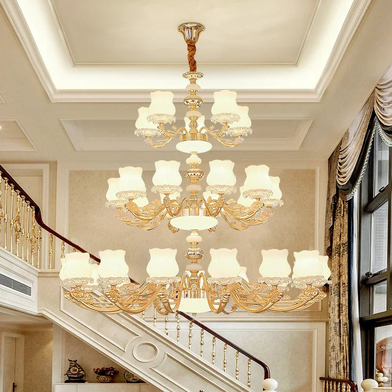 European Style Duplex Building Chandelier - Simple Elegance for Large Living Rooms, Hallways, and Staircases