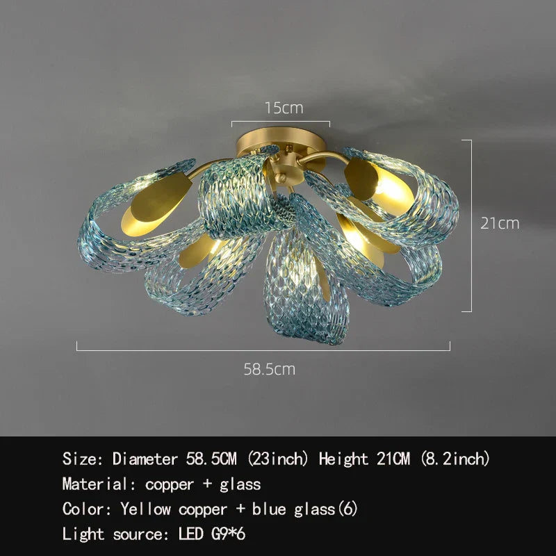 Modern Glass Decorative Ceiling Lights - Light Luxury Design in Yellow, Copper, and Blue for Bedrooms, Living Rooms, and Dining Areas