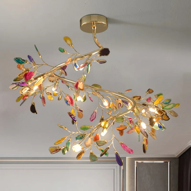 Nordic Colorful Agate LED Ceiling Chandeliers - Illuminate Your Living, Dining, and Bedroom with Artistic Elegance
