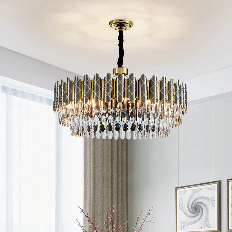 Elegant Post-Modern Black Crystal Chandelier - A Simple Atmosphere Fixture for Living Rooms, Bedrooms, and Dining Spaces