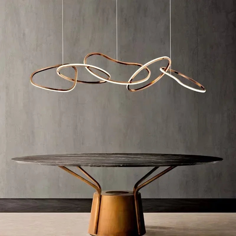 Modern Rose Gold LED Chandeliers - Elegant Lighting for Living and Dining Room Decor
