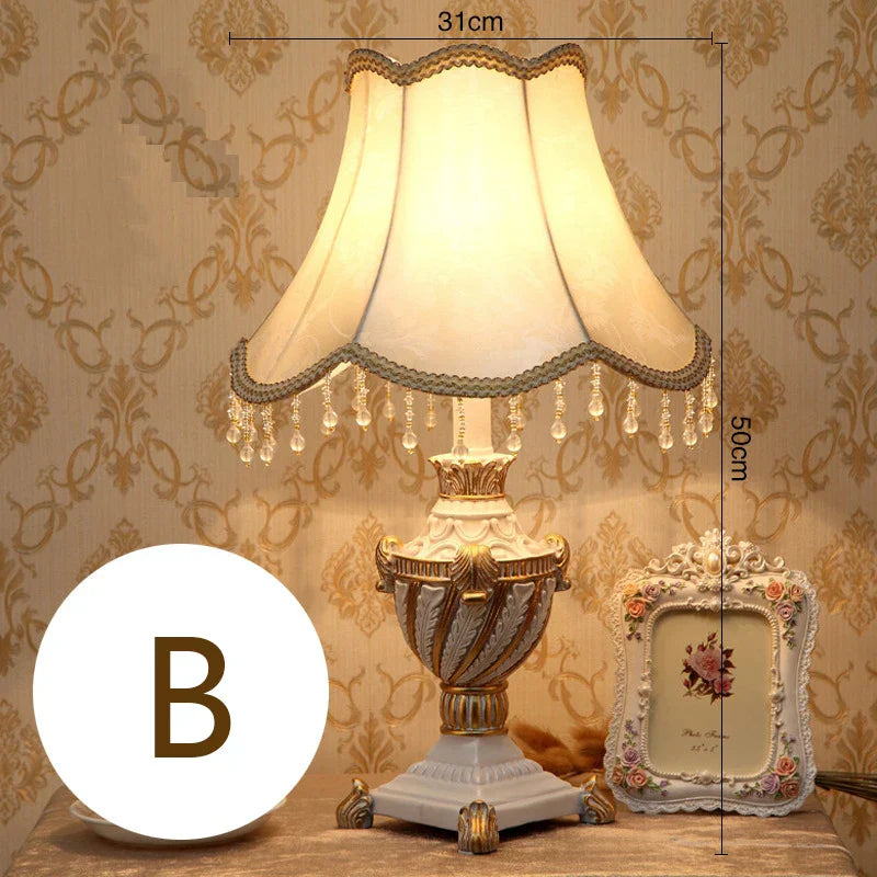 Luxury European Table Lamp - Mediterranean Style Night Desk Light for Bedroom and Living Room