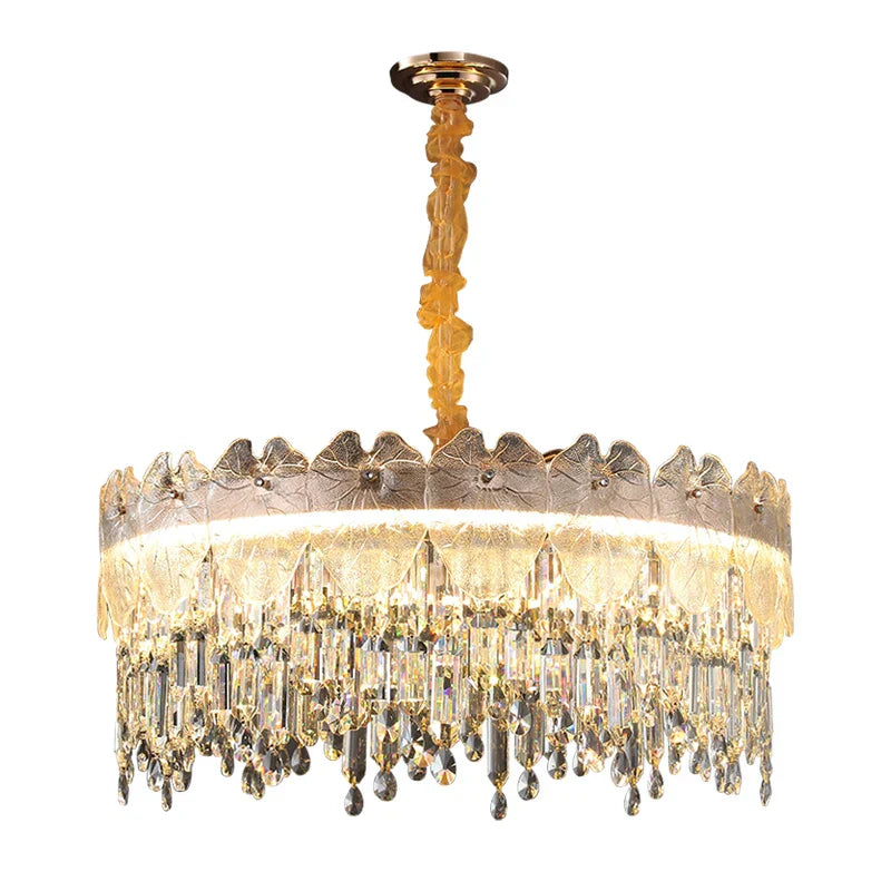 New Modern LED Pendant Lamp - Gold Luxury Round Crystal Ceiling Chandelier for Living Rooms, Bedrooms, Dining Rooms, and Kitchens