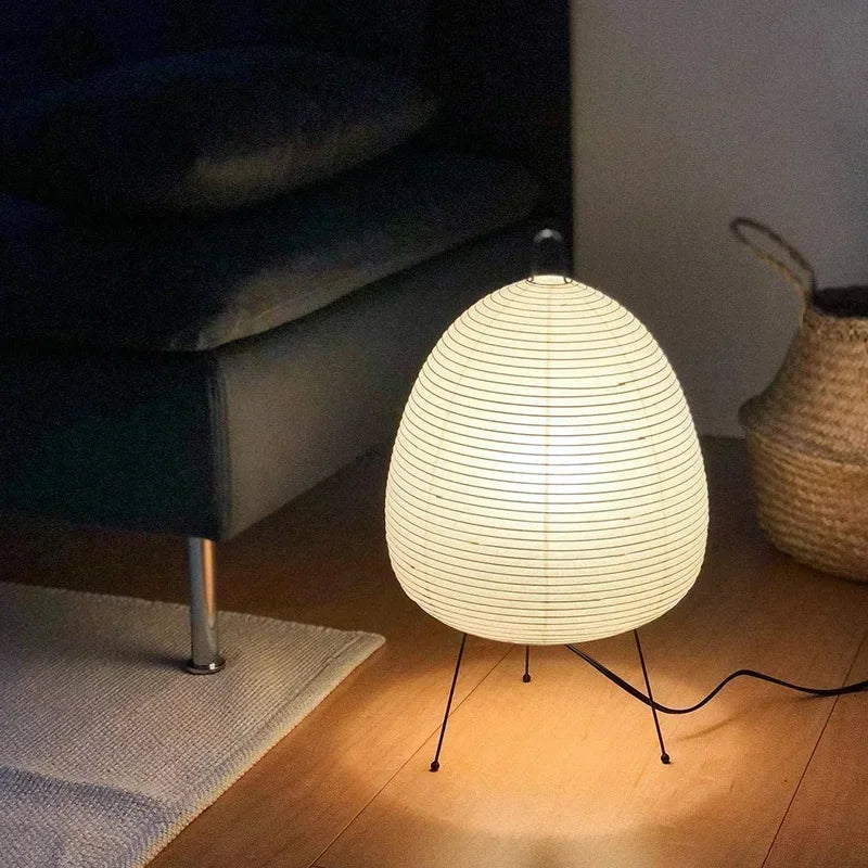 Japanese Rice Paper Lantern LED Table Lamp - Artistic Decor for Living Room, Bedroom, and Study
