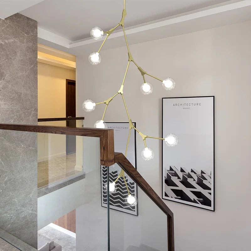 Contemporary Rotating Stair Light Chandelier - Luxury Lighting for Your Living Space