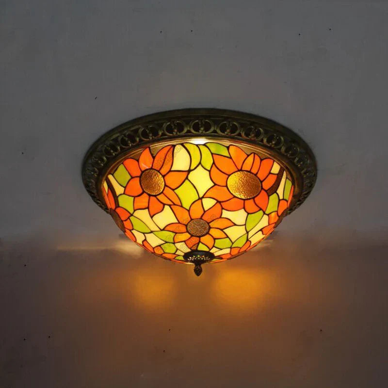 Vintage Turkish Tiffany Ceiling Lights - Artistic Elegance for Living Rooms and Bedrooms