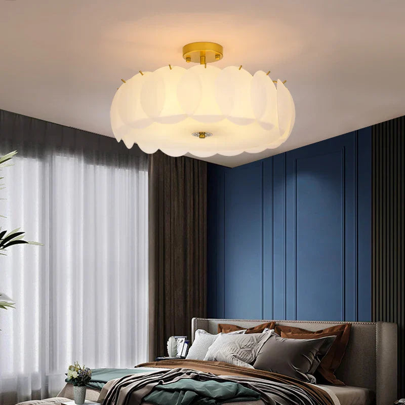 Modern Light Luxury Round Glass Ceiling Chandelier - Ideal for Living Room Decoration, Bedroom, Study, and LED Indoor Lighting for Home