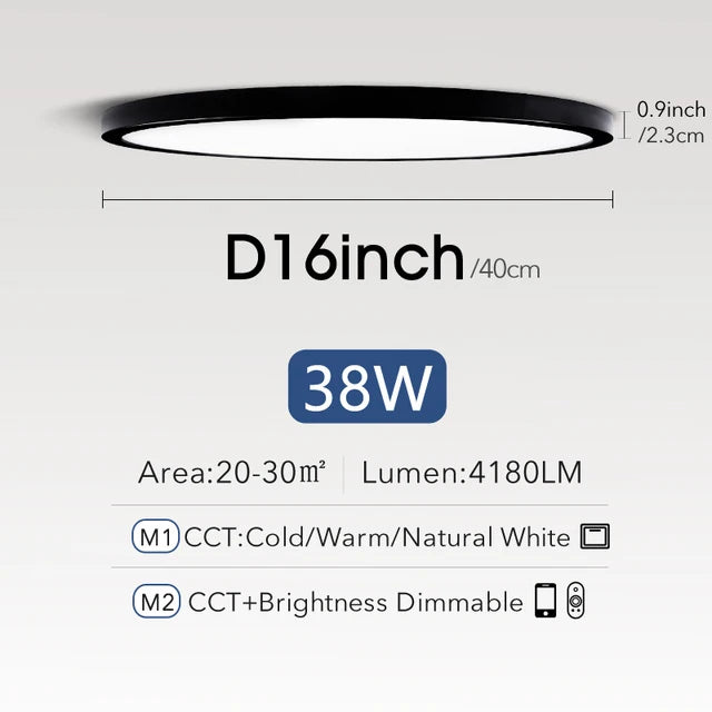 Smart LED Ceiling Lamp - 20-inch Ultra-Thin Lighting Fixture for Living Room, Bedroom, and Balcony