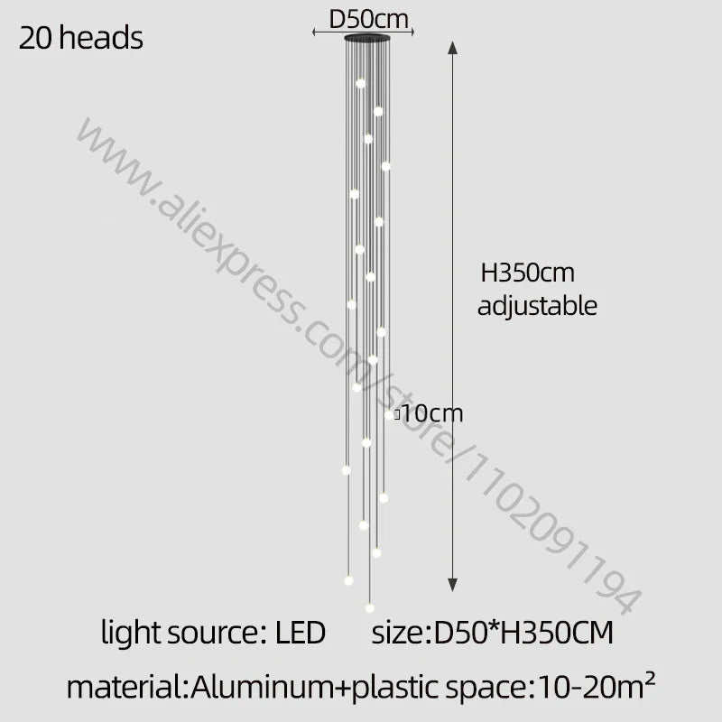 Elegant LED Staircase Chandelier - Illuminate Your Duplex Apartment with Modern Luxury