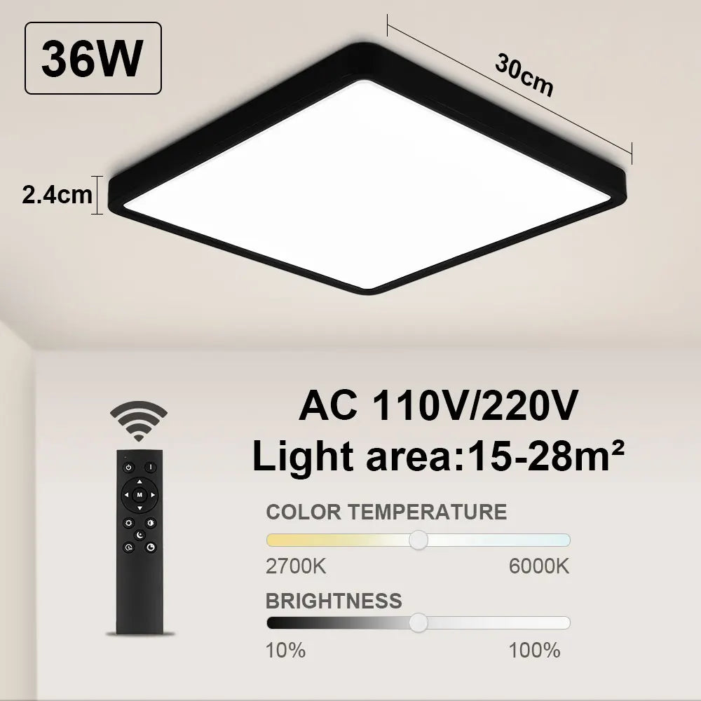 Smart LED Ceiling Lamp - 20-inch Ultra-Thin Lighting Fixture for Living Room, Bedroom, and Balcony