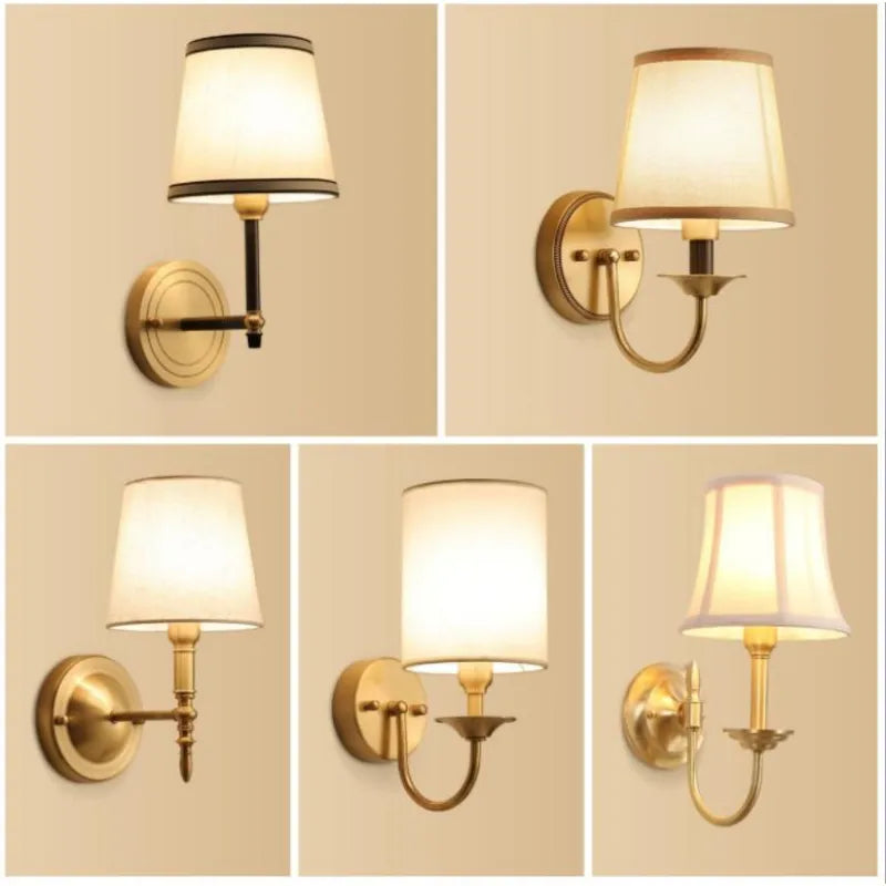 Eleanor - Full Copper American Wall Lamp Bedroom Bedside Lamp European Lighting Modern Simple Living Room Creative Corridor