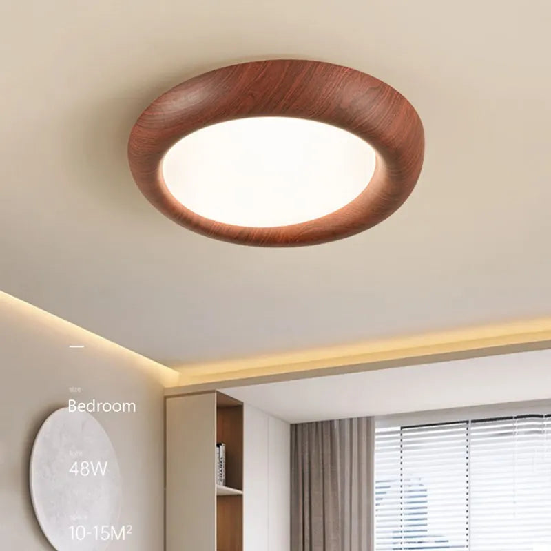Nordic LED Ceiling Light - Wooden Acrylic Walnut Color - Ideal for Bedroom, Study, Corridor - Stylish Lighting Fixtures with Full Spectrum Lamps