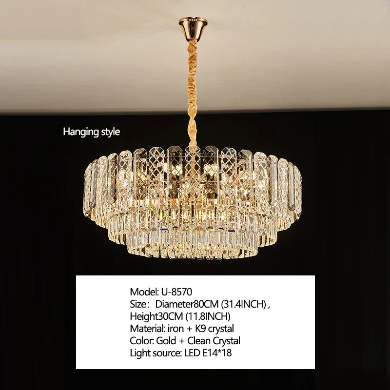 High-End Crystal Ceiling Lamp - Latest Light Luxury Design for Dining Rooms, an Exquisite Main Lamp Chandelier