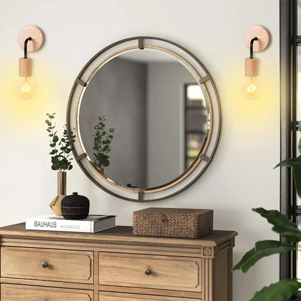 Ella's Vintage Industrial Wood Wall Lamp