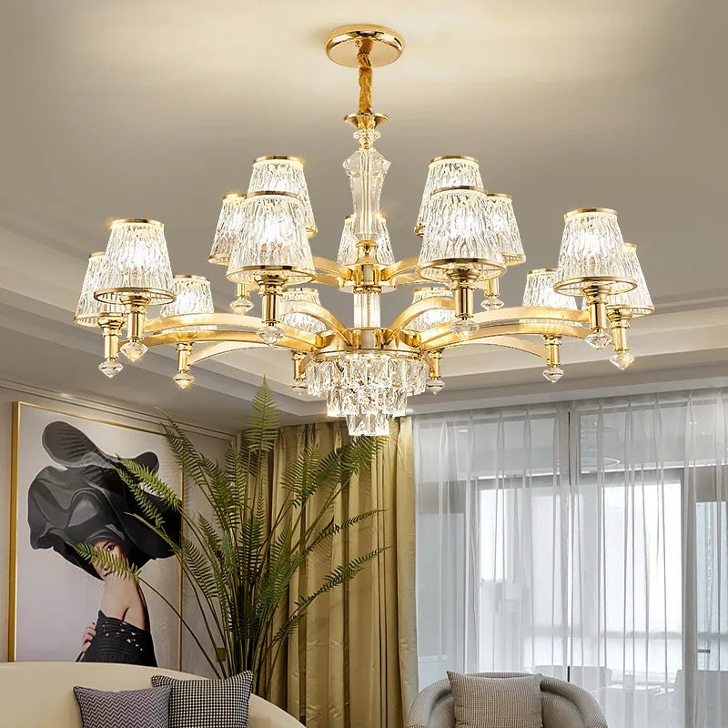 Elegant European Style Crystal Chandelier - A Modern Light Luxury Fixture for Living Rooms, Bedrooms, and Dining Areas