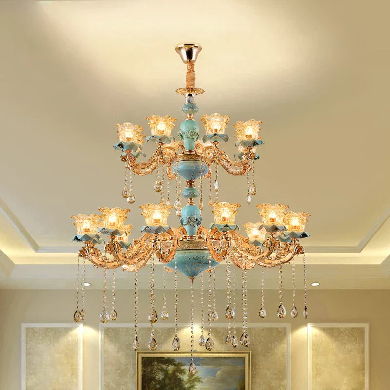 European-Style Duplex Building Chandelier - Elegance for Living Rooms, Hotels, and Ceramic Staircases